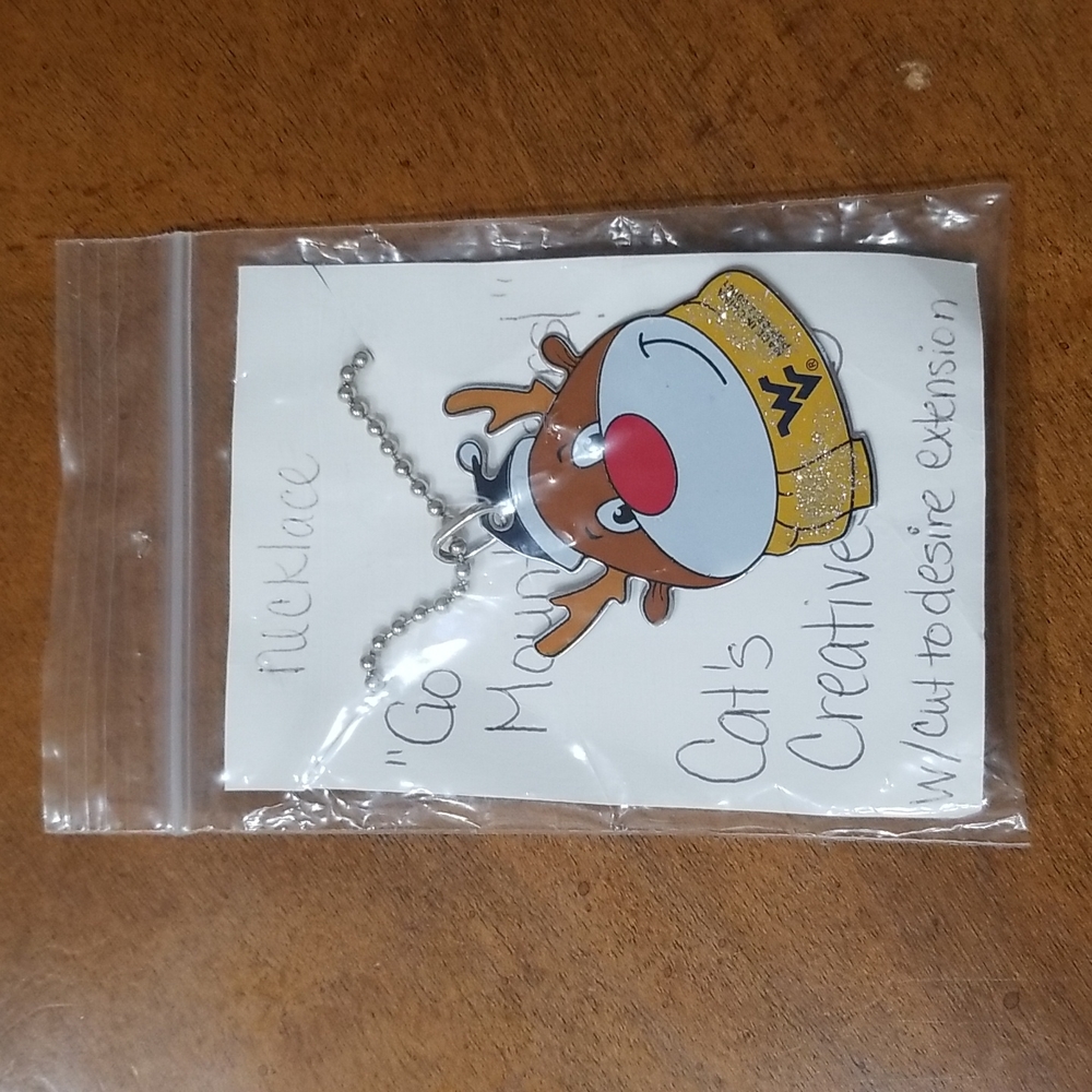 WVU Mountaineers Christmas necklace